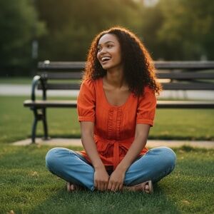 Orange Short Sleeve Tie Waist Blouse